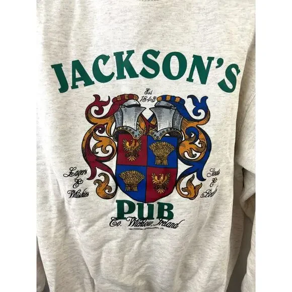 VTG 90s Jackson's Pub Co. Wicklow Ireland Crewneck Sweatshirt Men's LARGE New
